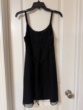 Black Spaghetti Strap Dress with Lace Trim